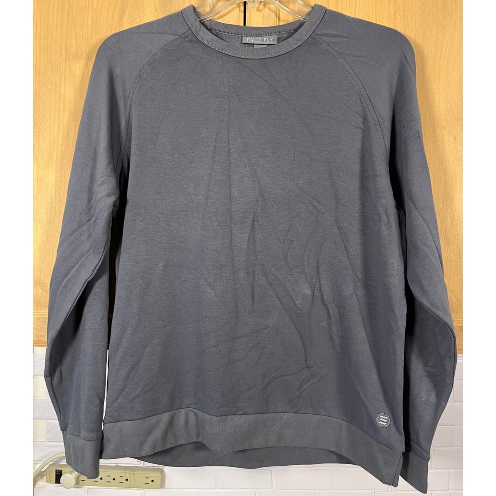 Free Fly Bamboo Fleece Sweatshirt Mens Large Gray Raglan Pullover Crewneck